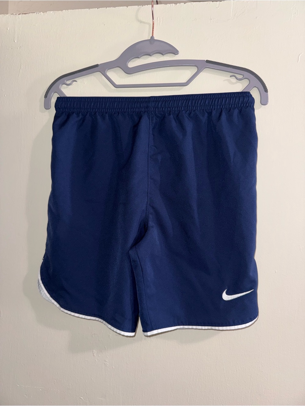 Nike Blue Athletic Shorts with White Swoosh